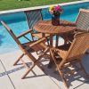 80cm Teak Circular Pedestal Table with 2 Classic Folding Chairs & 2 Armchairs - 1