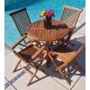 80cm Teak Circular Pedestal Table with 2 Classic Folding Chairs & 2 Armchairs - 2