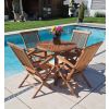80cm Teak Circular Pedestal Table with 4 Classic Folding Chairs / Armchairs - 4