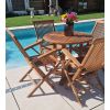 80cm Teak Circular Pedestal Table with 4 Classic Folding Chairs / Armchairs - 6