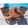 80cm Teak Circular Pedestal Table with 2 Marley Chairs / Armchairs - 3