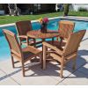 80cm Teak Circular Pedestal Table with 2 Marley Chairs & 2 Armchairs  - 0