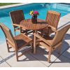 80cm Teak Circular Pedestal Table with 2 Marley Chairs & 2 Armchairs  - 1