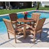 80cm Teak Circular Pedestal Table with 4 Marley Chairs / Armchairs - 4