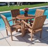 80cm Teak Circular Pedestal Table with 4 Marley Chairs / Armchairs - 5