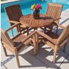 80cm Teak Circular Pedestal Table with 4 Marley Chairs / Armchairs - 6