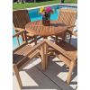 80cm Teak Circular Pedestal Table with 4 Marley Chairs / Armchairs - 7