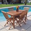 1.2m Teak Rectangular Fixed Table with 4 Classic Folding Chairs / Armchairs - 0