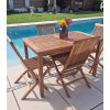 1.2m Teak Rectangular Fixed Table with 4 Classic Folding Chairs / Armchairs - 1