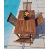 1.2m Teak Rectangular Fixed Table with 4 Classic Folding Chairs / Armchairs - 2