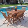 1.2m Teak Rectangular Fixed Table with 6 Classic Folding Chairs - 0