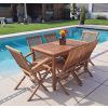 1.2m Teak Rectangular Fixed Table with 4 Classic Folding Chairs & 2 Armchairs - 0