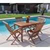1.2m Teak Rectangular Fixed Table with 4 Classic Folding Chairs / Armchairs - 3