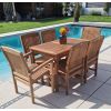 1.2m Teak Rectangular Fixed Table with 4 Marley Chairs & 2 Marley Armchairs  - 0