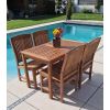 1.2m Teak Rectangular Fixed Table with 4 Marley Chairs / Armchairs - 0