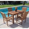 1.2m Teak Rectangular Fixed Table with 4 Marley Chairs / Armchairs - 4