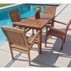 1.2m Teak Rectangular Fixed Table with 4 Marley Chairs / Armchairs - 5