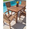 1.2m Teak Rectangular Fixed Table with 4 Marley Chairs / Armchairs - 6
