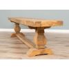 2.4m Reclaimed Elm Pedestal Dining Table with 5 Elm Cross Back Dining Chairs and 1 Bench - 11