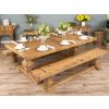 2.4m Reclaimed Elm Pedestal Dining Table with 2 Backless Benches - 1