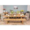 2.4m Reclaimed Elm Pedestal Dining Table with 5 Donna Armchairs and 1 Bench - 3