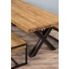 2.4m Reclaimed Teak Urban Fusion Cross Dining Table with Two Backless Benches  - 5