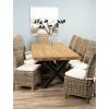 2.4m Reclaimed Teak Urban Fusion Cross Dining Table with 10 Latifa Dining Chairs  - 3