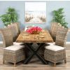 2.4m Reclaimed Teak Urban Fusion Cross Dining Table with 8 Latifa Dining Chairs  - 0