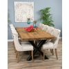 2.4m Reclaimed Teak Urban Fusion Cross Dining Table with 8 Natural Windsor Ring Back Dining Chairs  - 2