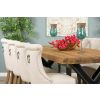 2.4m Reclaimed Teak Urban Fusion Cross Dining Table with 8 Natural Windsor Ring Back Dining Chairs  - 6