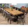 2.4m Reclaimed Teak Urban Fusion Cross Dining Table with 8 Velveteen Ring Back Dining Chairs  - 4
