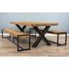 2.4m Reclaimed Teak Urban Fusion Cross Dining Table with Two Backless Benches  - 1
