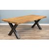 2.4m Reclaimed Teak Urban Fusion Cross Dining Table with One Backless Bench and 3 Scandi Armchairs - 11
