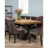 2.4m Reclaimed Teak Urban Fusion Cross Dining Table with 8 Velveteen Ring Back Dining Chairs  - 7