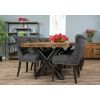 2.4m Reclaimed Teak Urban Fusion Cross Dining Table with 8 Dove Grey Windsor Ring Back Dining Chairs - 4
