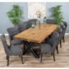 2.4m Reclaimed Teak Urban Fusion Cross Dining Table with 8 Dove Grey Windsor Ring Back Dining Chairs - 9