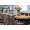 2.4m Reclaimed Teak Urban Fusion Cross Dining Table with 8 Velveteen Ring Back Dining Chairs  - 5