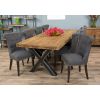 2.4m Reclaimed Teak Urban Fusion Cross Dining Table with 8 Dove Grey Windsor Ring Back Dining Chairs - 6