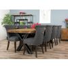 2.4m Reclaimed Teak Urban Fusion Cross Dining Table with 8 Dove Grey Windsor Ring Back Dining Chairs - 2