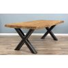 2.4m Reclaimed Teak Urban Fusion Cross Dining Table with One Backless Bench and 3 Scandi Armchairs - 12