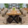 2.4m Reclaimed Teak Urban Fusion Cross Dining Table with 8 Stackable Zorro Chairs  - 3