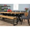 2.4m Reclaimed Teak Urban Fusion Cross Dining Table with One Backless Bench and 4 Dove grey Windsor Ring Back Dining Chairs  - 4