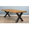 2.4m Reclaimed Teak Urban Fusion Cross Dining Table with One Backless Bench and 4 Velveteen Ring Back Dining Chairs - 13