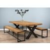 2.4m Reclaimed Teak Urban Fusion Cross Dining Table with Two Backless Benches  - 0