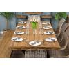 2.4m Reclaimed Teak Urban Fusion Cross Dining Table with One Backless Bench and 4 Stackable Zorro Chairs - 9