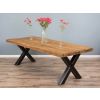 2.4m Reclaimed Teak Urban Fusion Cross Dining Table with 8 Natural Windsor Ring Back Dining Chairs  - 7