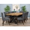2.4m Reclaimed Teak Urban Fusion Cross Dining Table with 8 Dove Grey Windsor Ring Back Dining Chairs - 10
