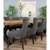 2.4m Reclaimed Teak Urban Fusion Cross Dining Table with 8 Dove Grey Windsor Ring Back Dining Chairs - 7