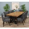 2.4m Reclaimed Teak Urban Fusion Cross Dining Table with 8 Dove Grey Windsor Ring Back Dining Chairs - 12