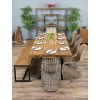 2.4m Reclaimed Teak Urban Fusion Cross Dining Table with One Backless Bench and 4 Stackable Zorro Chairs - 8